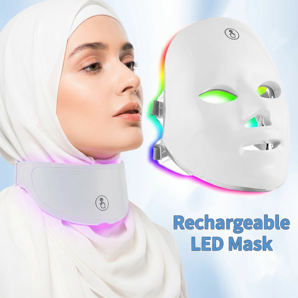 LED Face Neck Mask Rechargeable LED Photon Beauty Machine Facial Rejuvenation SPA Skin Care Tool