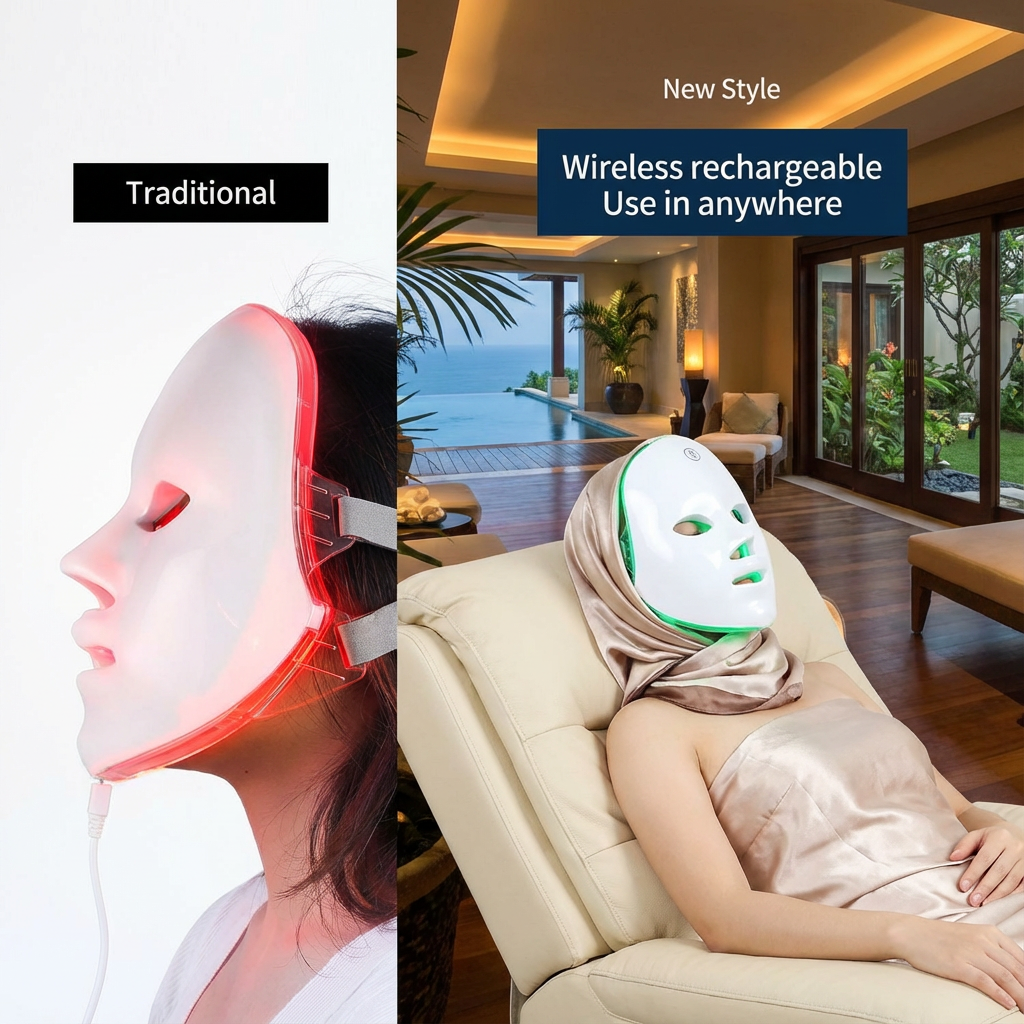 LED Face Neck Mask Rechargeable LED Photon Beauty Machine Facial Rejuvenation SPA Skin Care Tool