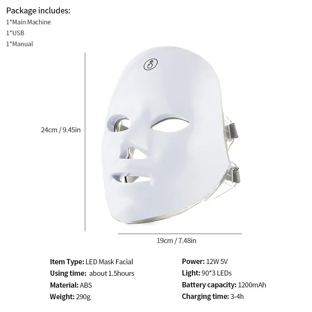 LED Face Neck Mask Rechargeable LED Photon Beauty Machine Facial Rejuvenation SPA Skin Care Tool