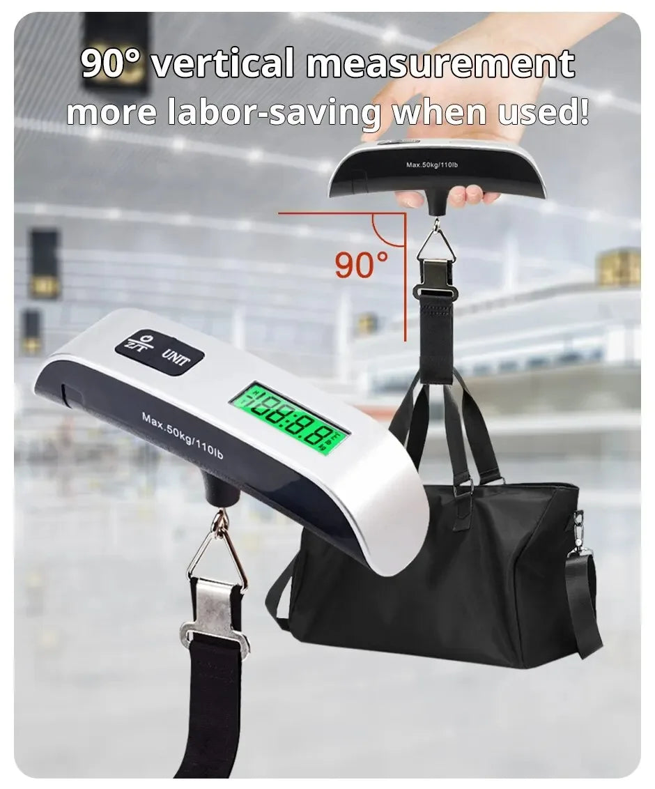 Balance de Voyage Numérique Portable pour Bagages - 110lb/50kg avec Écran LCD, Outil de Pesée Électronique de Poche Compact