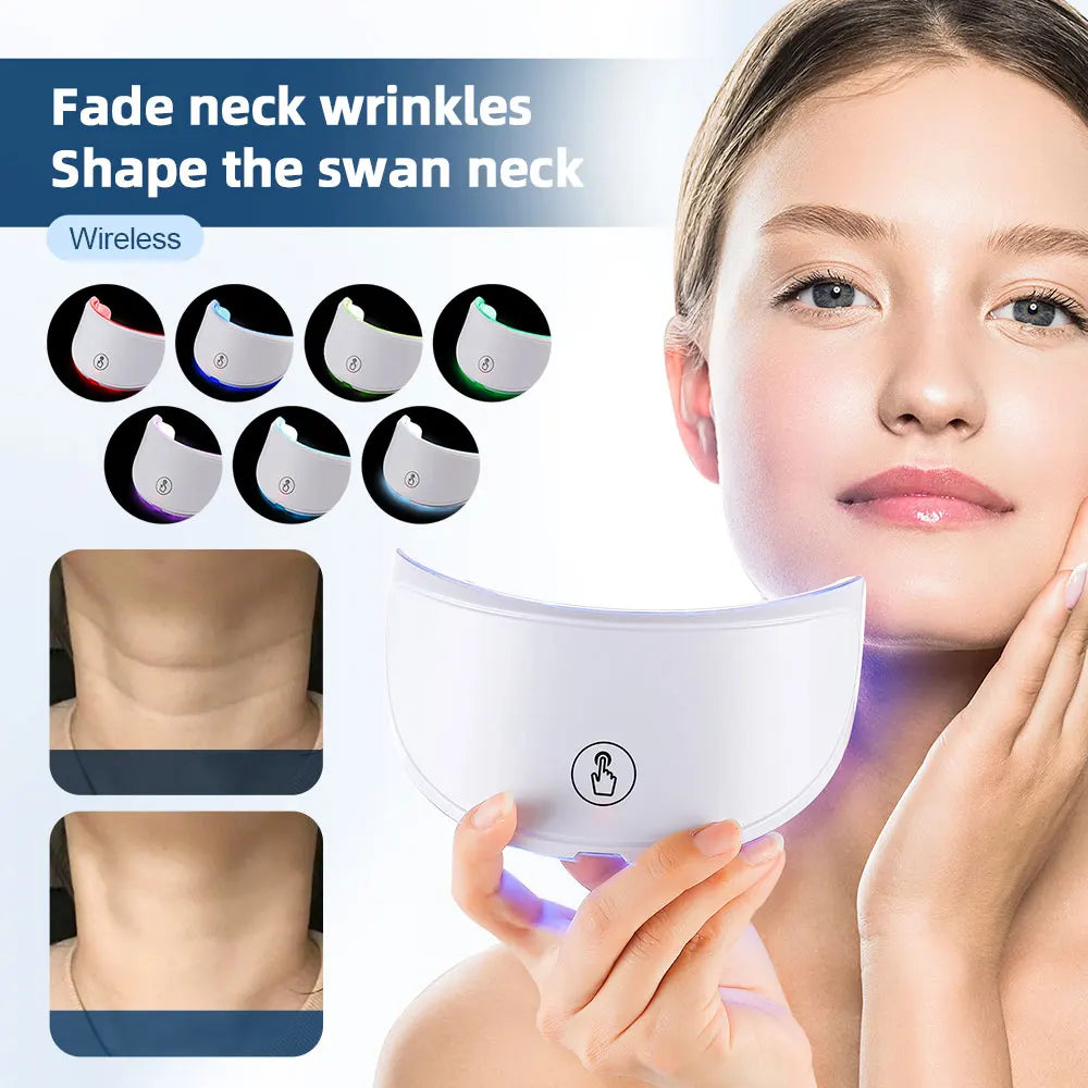 Masque facial et cou LED, Machine de beauté à photons LED Rechargeable, rajeunissement du visage, SPA, outil de soins de la peau