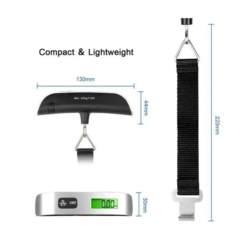 Balance de Voyage Numérique Portable pour Bagages - 110lb/50kg avec Écran LCD, Outil de Pesée Électronique de Poche Compact