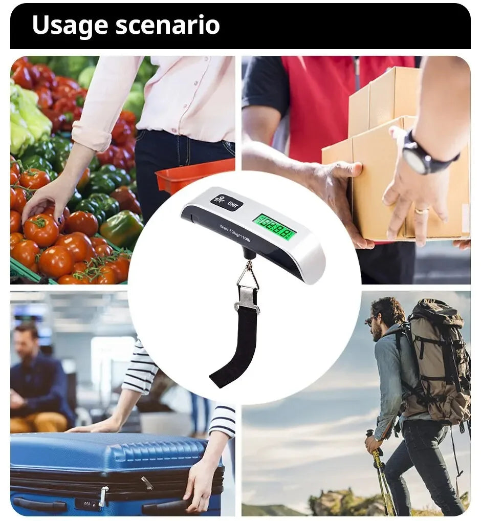 Balance de Voyage Numérique Portable pour Bagages - 110lb/50kg avec Écran LCD, Outil de Pesée Électronique de Poche Compact