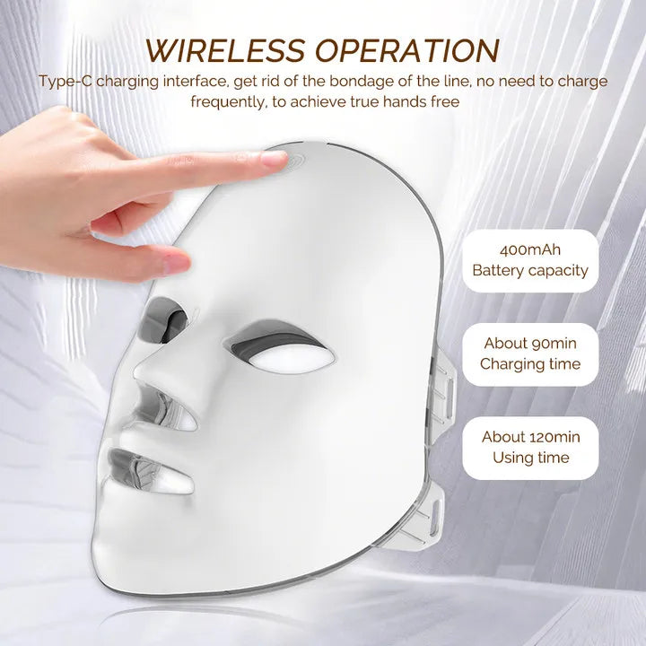 Masque facial et cou LED, Machine de beauté à photons LED Rechargeable, rajeunissement du visage, SPA, outil de soins de la peau
