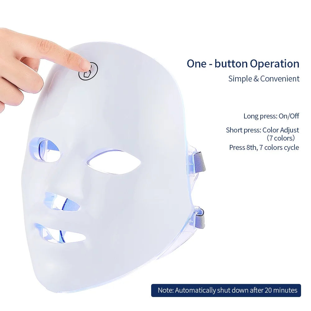 Masque facial et cou LED, Machine de beauté à photons LED Rechargeable, rajeunissement du visage, SPA, outil de soins de la peau