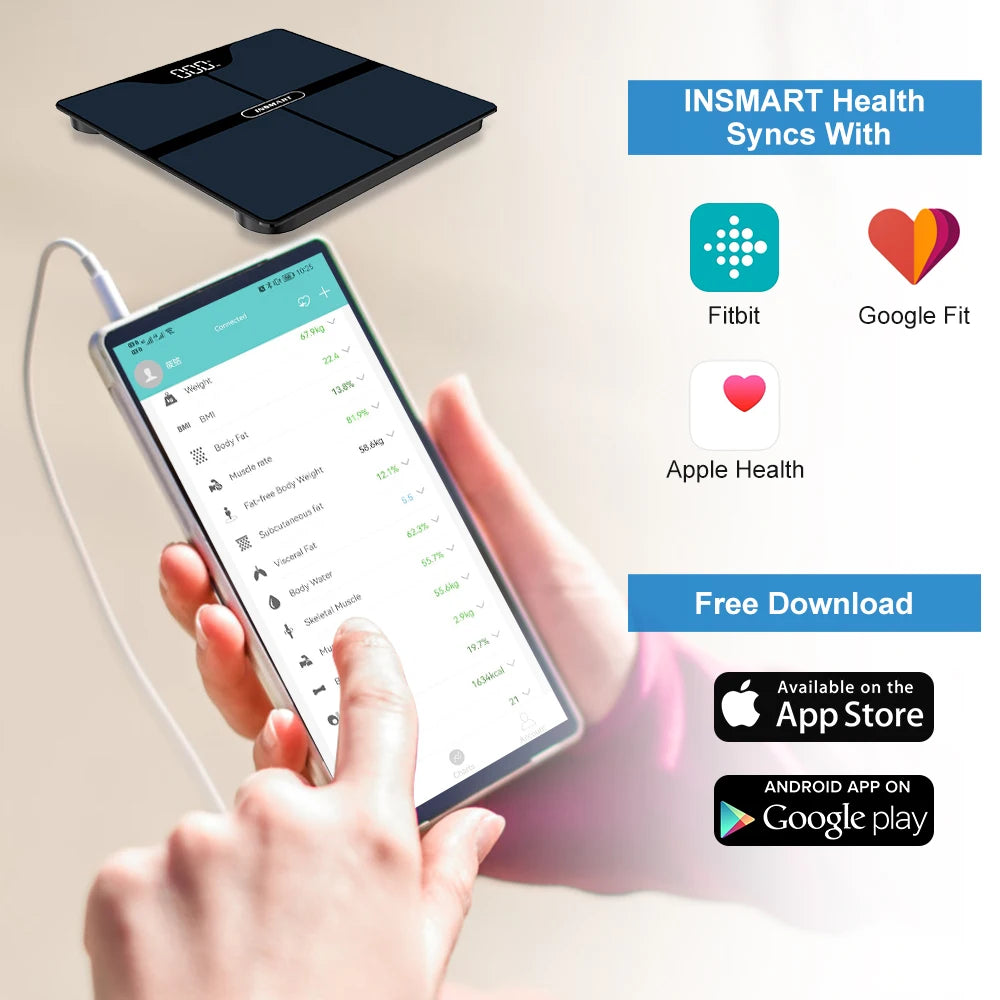INSMART Digital Weight Scale Person Body Balance Inteligente Adult 180kg Smart Body Fat Professional Scales Bioimpedance Scale