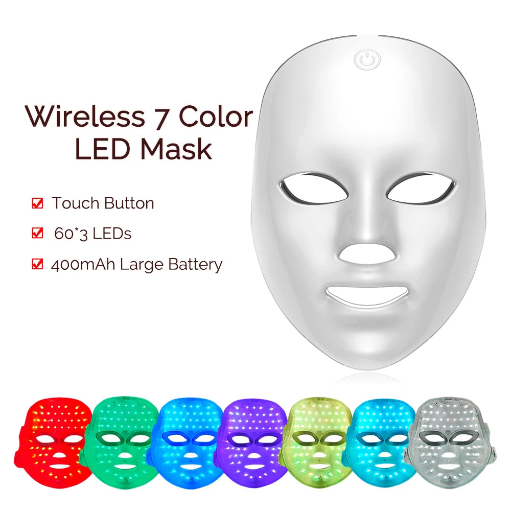Masque facial et cou LED, Machine de beauté à photons LED Rechargeable, rajeunissement du visage, SPA, outil de soins de la peau