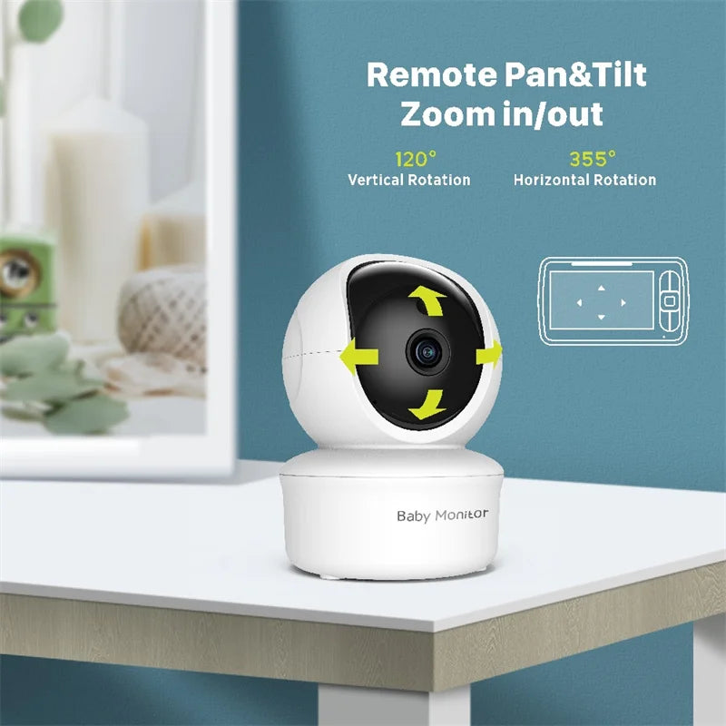 Babystar – moniteur video pouces, avec caméra et Audio à distance Pan-Tilt-Zoom, conversation bidirectionnelle, Mode VOX, berceuses,