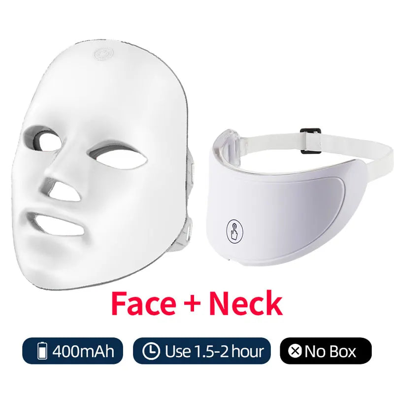 Masque facial et cou LED, Machine de beauté à photons LED Rechargeable, rajeunissement du visage, SPA, outil de soins de la peau