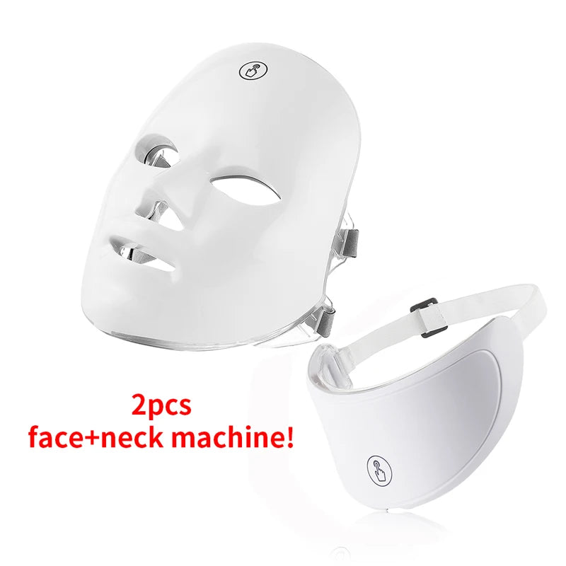 Masque facial et cou LED, Machine de beauté à photons LED Rechargeable, rajeunissement du visage, SPA, outil de soins de la peau