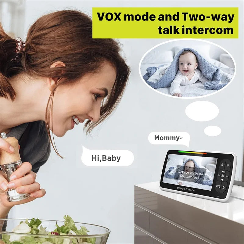 Babystar – moniteur video pouces, avec caméra et Audio à distance Pan-Tilt-Zoom, conversation bidirectionnelle, Mode VOX, berceuses,