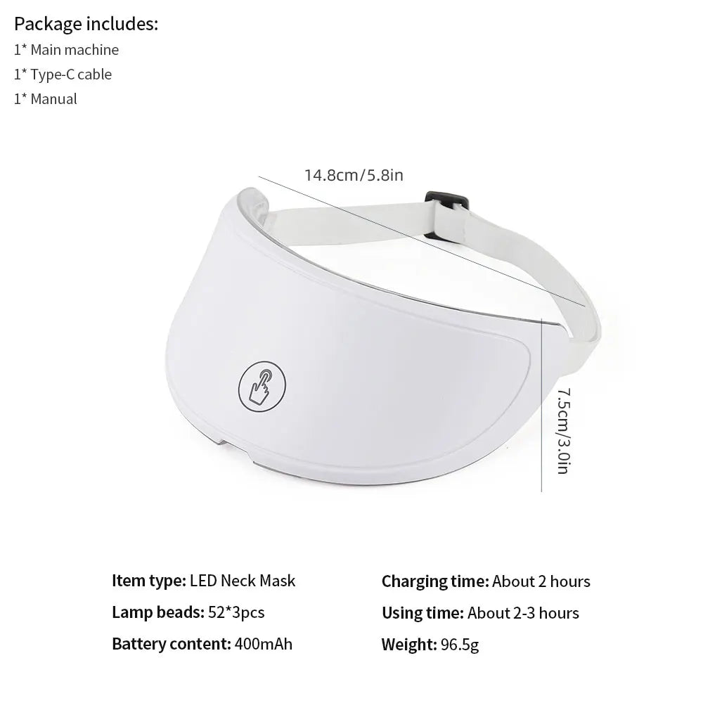 Masque facial et cou LED, Machine de beauté à photons LED Rechargeable, rajeunissement du visage, SPA, outil de soins de la peau