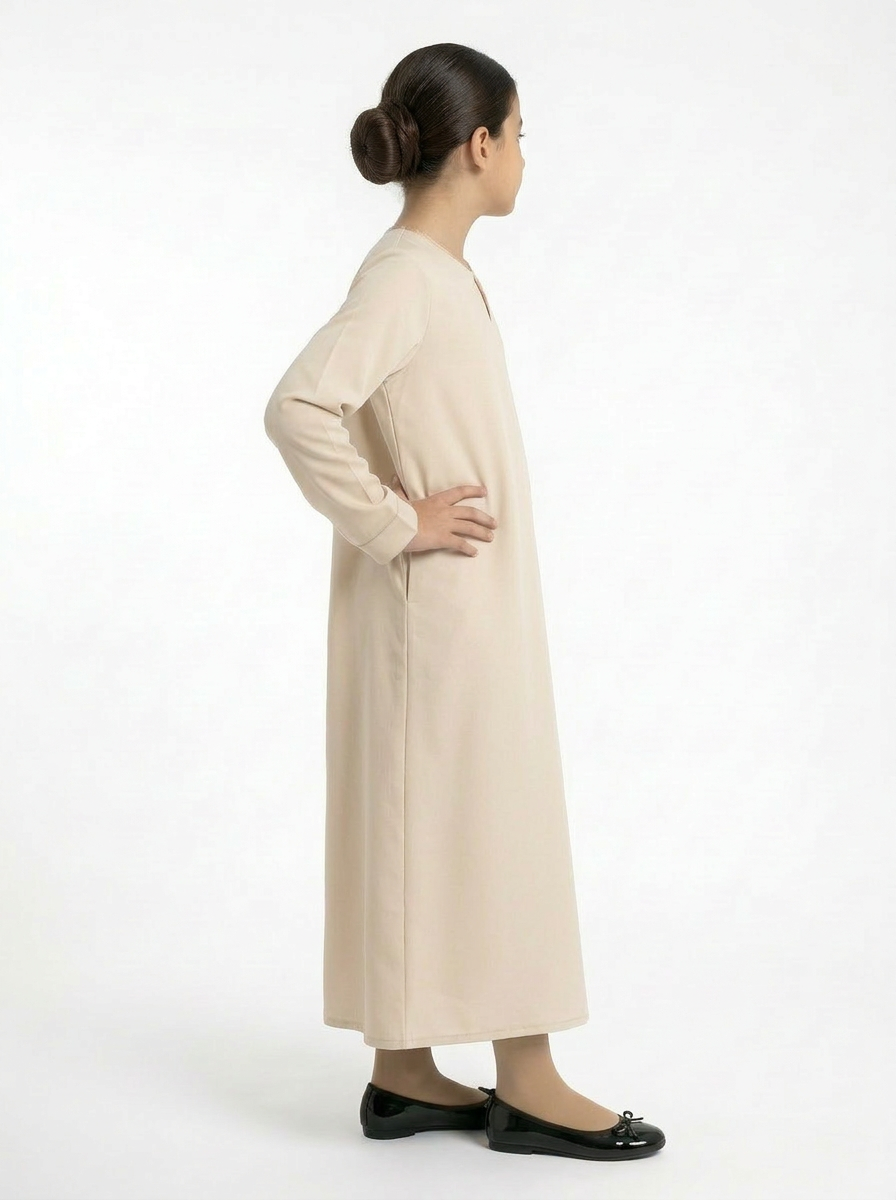 Abaya Beige Classique Jeune Fille
