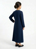 Abaya Bleu Nuit Ado - Face