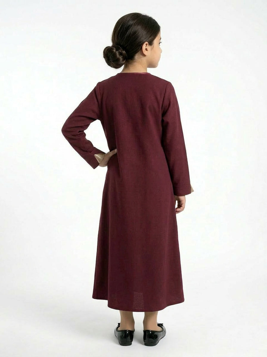 Abaya Bordeaux Ado - Face
