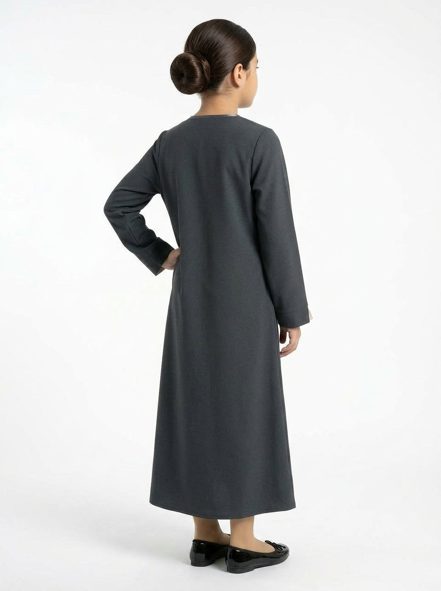 Abaya Gris Anthracite Ado - Face