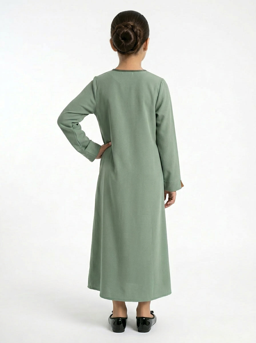 Abaya Vert d'Eau Ado - Face