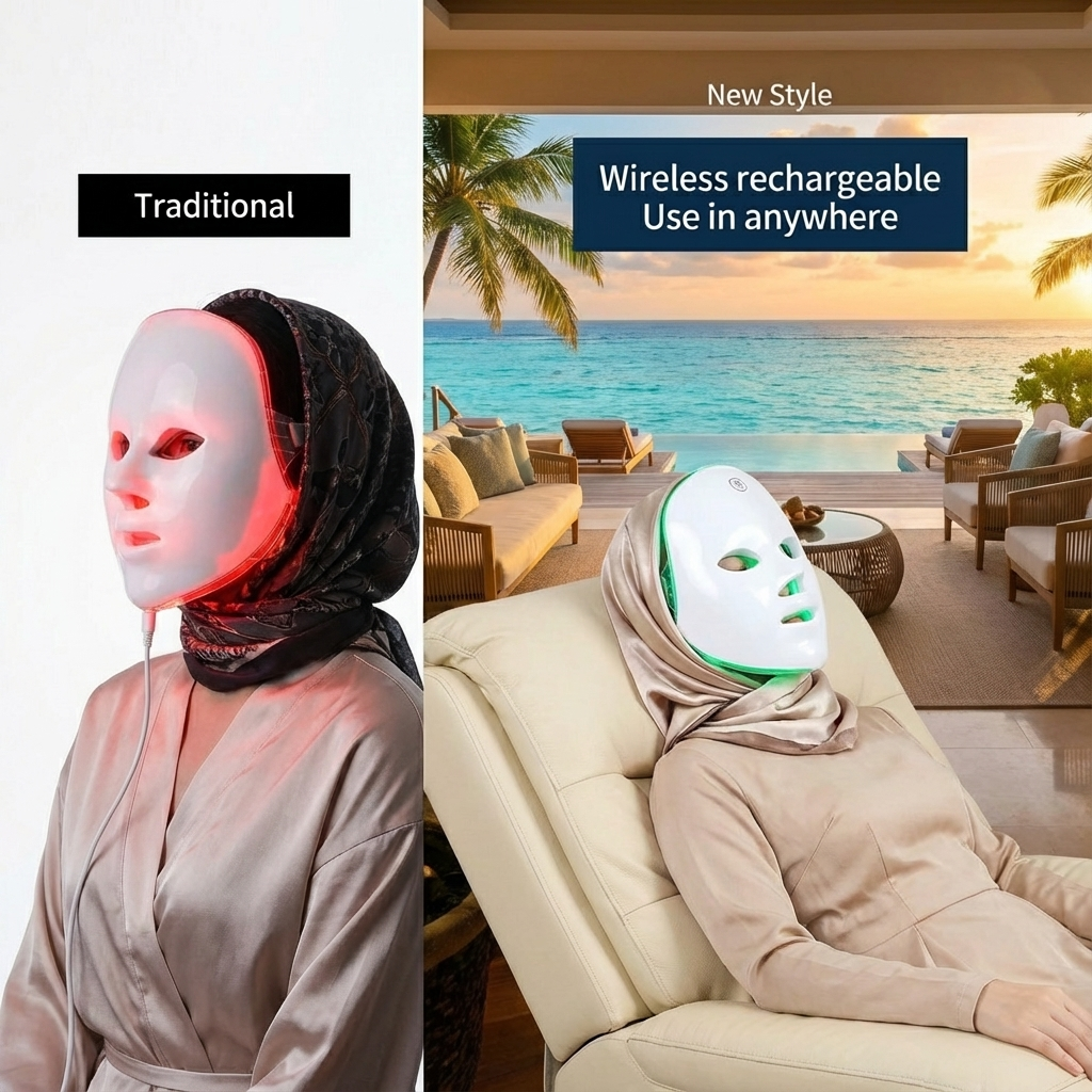 LED Face Neck Mask Rechargeable LED Photon Beauty Machine Facial Rejuvenation SPA Skin Care Tool