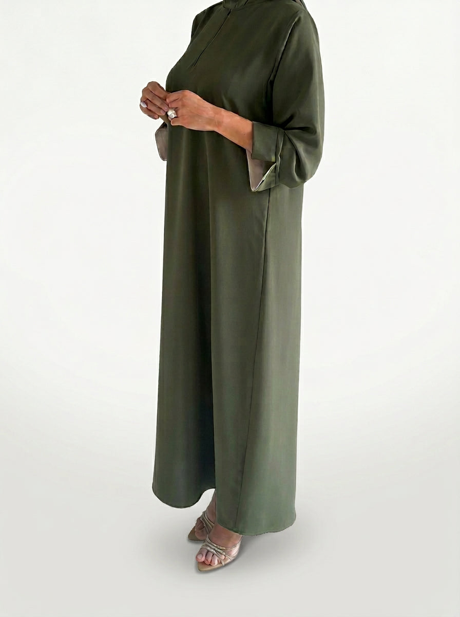 Abaya Kaki Classique vue 2