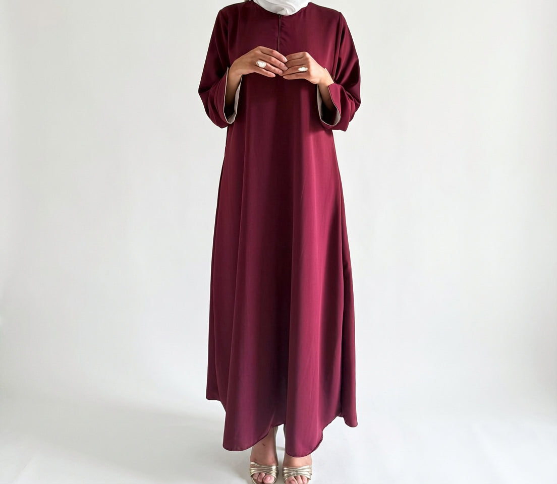 Abaya Bordeaux vue 2
