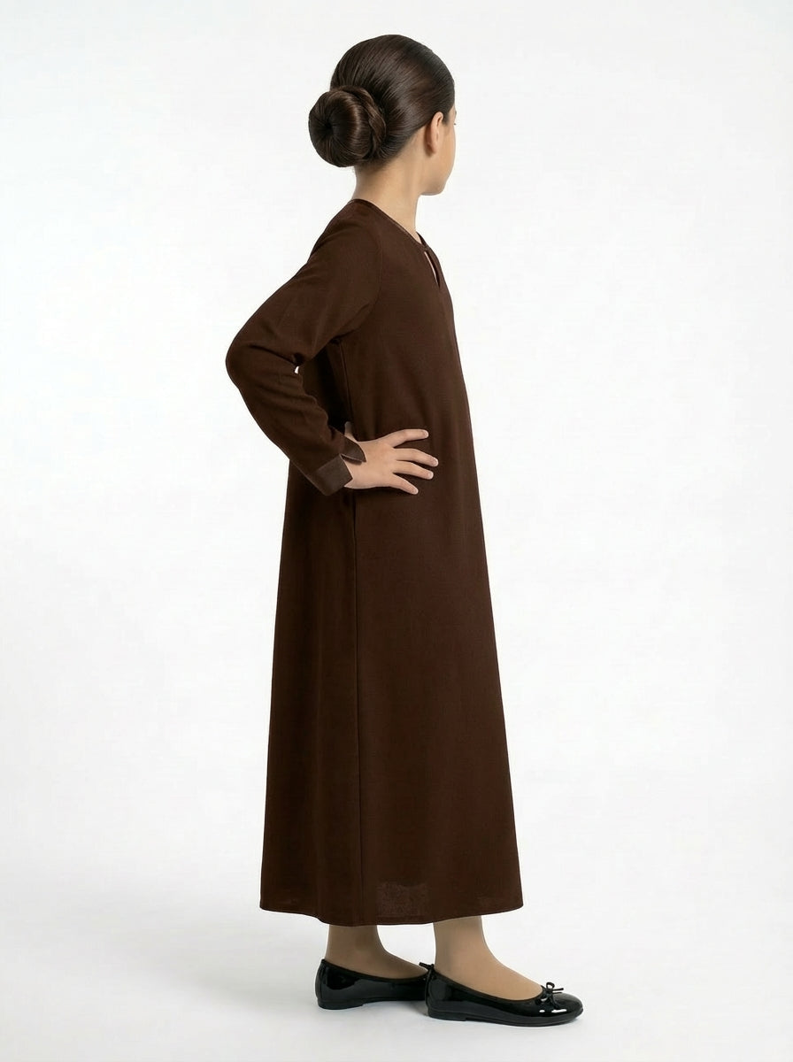 Abaya Chocolat Classique Jeune Fille